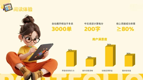 橙黄色3D风艺术设计师个人作品集PPT模板