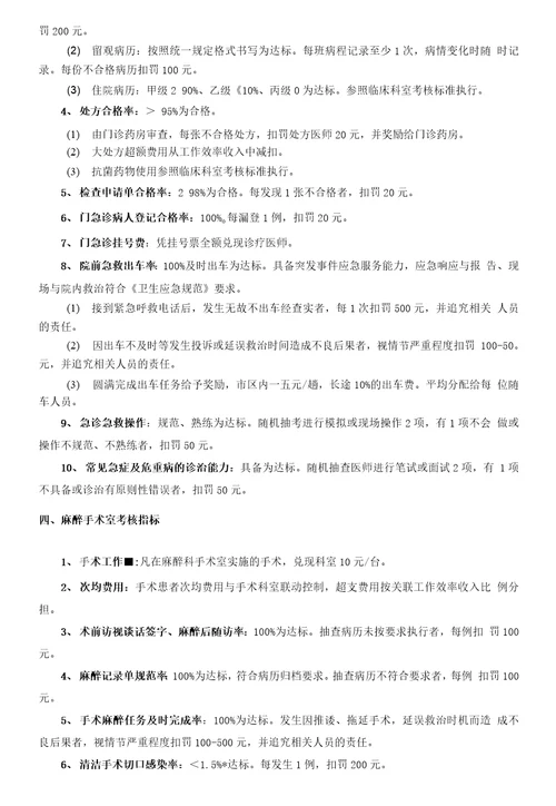 医院绩效考核分配方案及实施细则