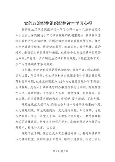 党的政治纪律组织纪律读本学习心得.docx