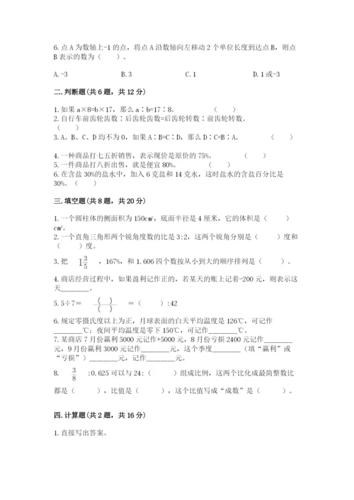 芦山县六年级下册数学期末测试卷带答案.docx