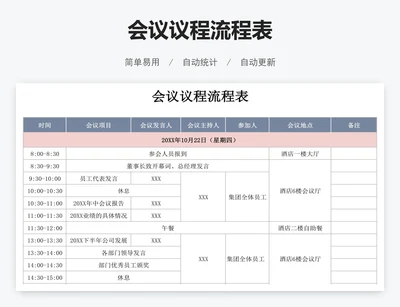 会议议程流程表