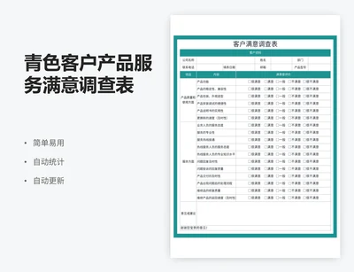 青色客户产品服务满意调查表