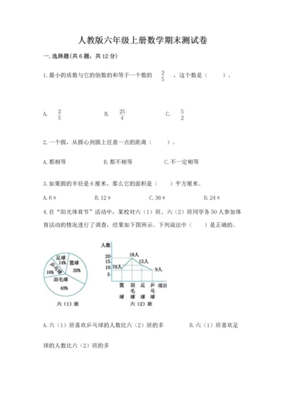 人教版六年级上册数学期末测试卷带答案（巩固）.docx