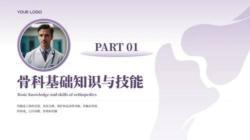 紫色商务风骨科医师规培报告PPT模板