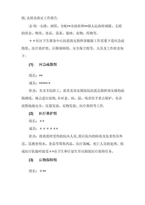 社区卫生服务中心地震应急预案