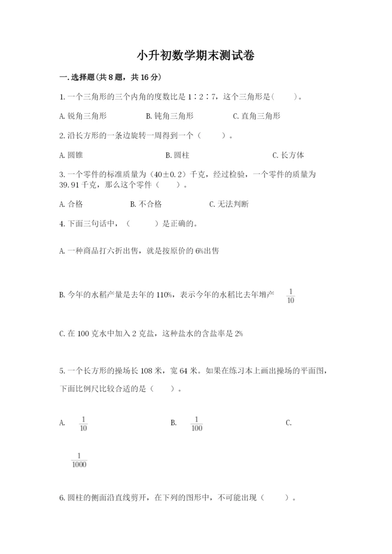 小升初数学期末测试卷ab卷.docx