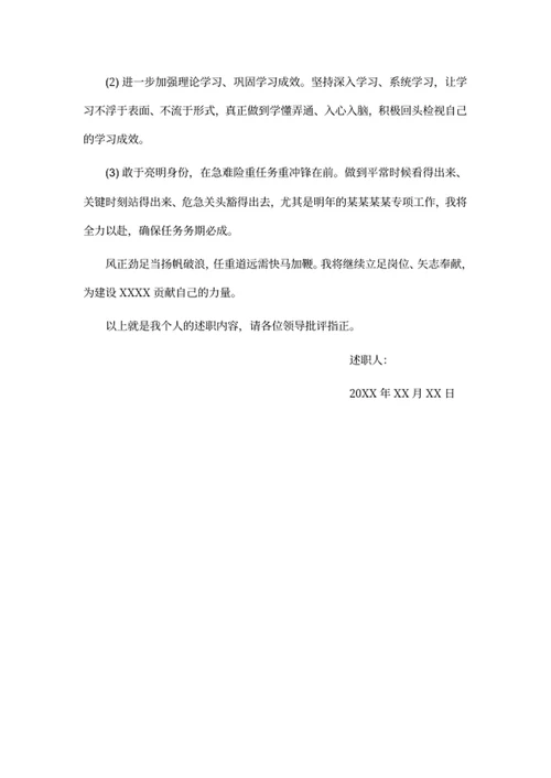 20XX述职报告