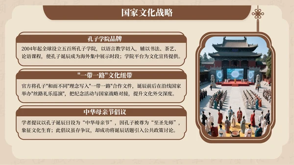 褐色中国风孔子诞辰文化宣传PPT模板