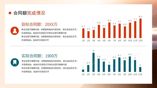 红色商务简约大气年中总结PPT模板