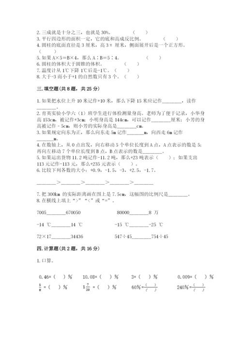 六年级下册数学期末测试卷及完整答案（夺冠系列）.docx