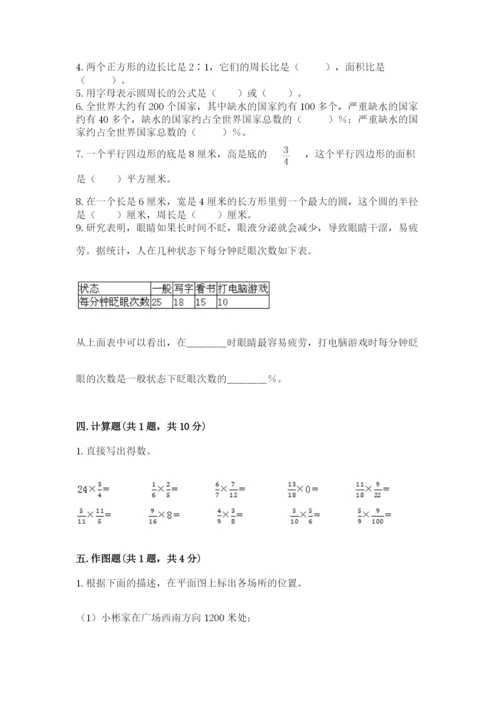 小学数学六年级上册期末考试试卷附答案（精练）.docx