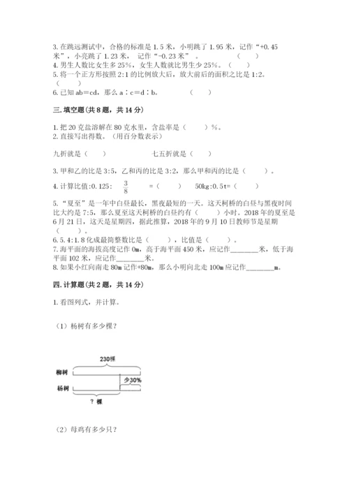 成安县六年级下册数学期末测试卷附答案.docx