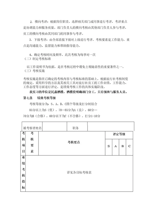 民鑫酒楼绩效考核体系设计