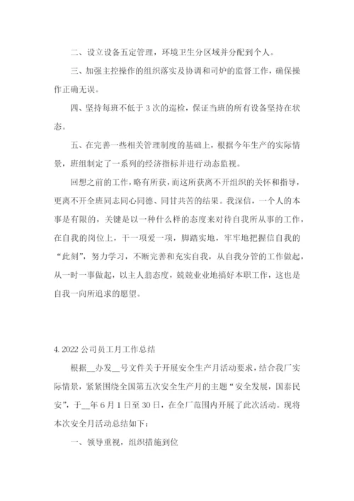 2022公司员工月工作总结5篇.docx
