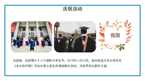 国际大学生节日介绍通用PPT课件模板
