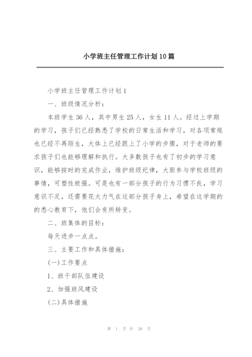 小学班主任管理工作计划10篇.docx