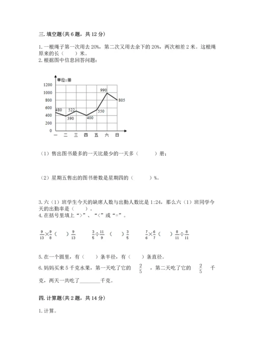 人教版六年级上册数学期末测试卷及答案（全国通用）.docx