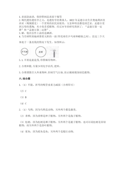 教科版六年级下册科学期末测试卷附参考答案ab卷.docx