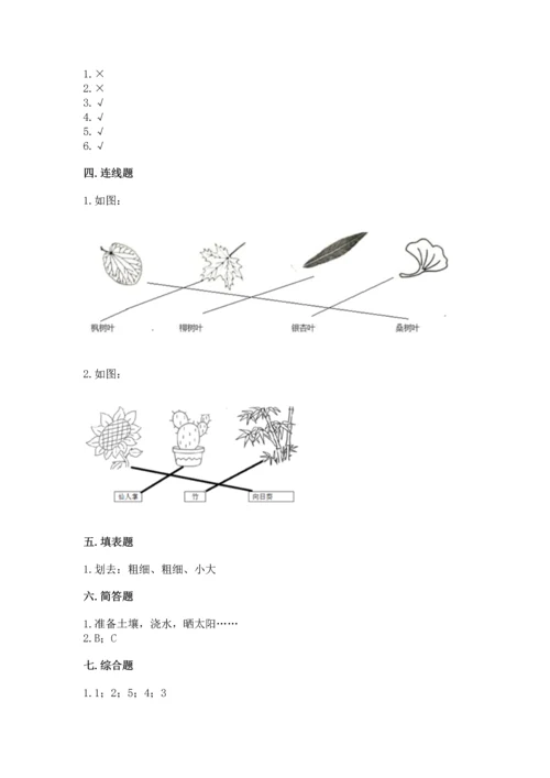 教科版科学一年级上册第一单元《植物》测试卷附完整答案【必刷】.docx
