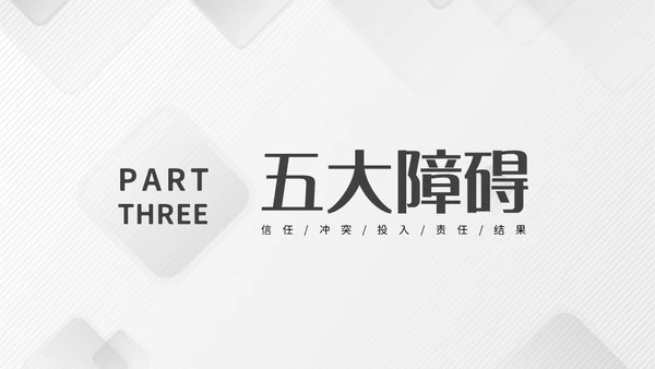 灰色简约商务冷淡风团队协作五大障碍企业培训PPT模板