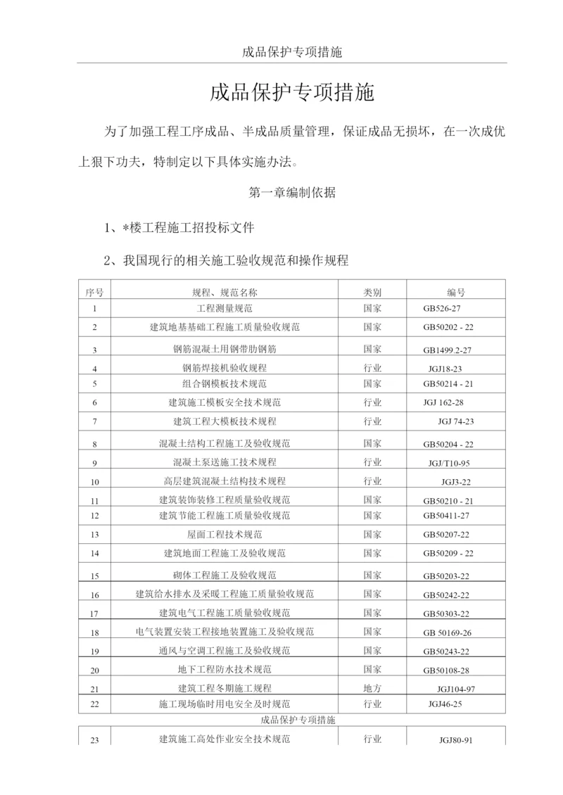 建筑工程成品保护专项措施.docx