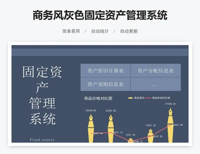 商务风灰色固定资产管理系统