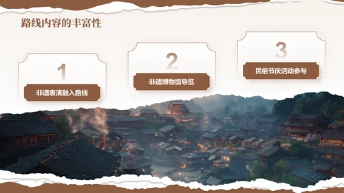 棕色国风非遗旅游路线策划PPT模板