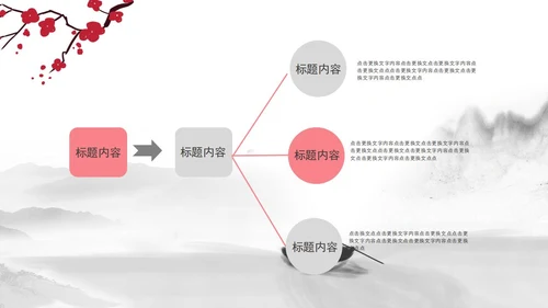 灰色中国风水墨花卉古典文学教学PPT模板