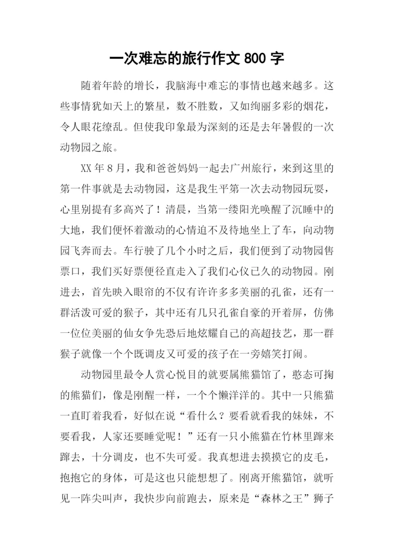 一次难忘的旅行作文800字.docx