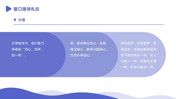 蓝白色商务插画风政务窗口人员礼仪培训商务培训PPT