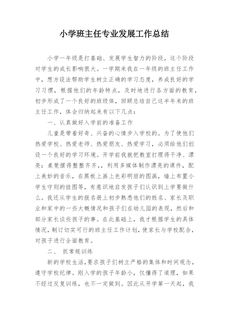 小学班主任专业发展工作总结.docx
