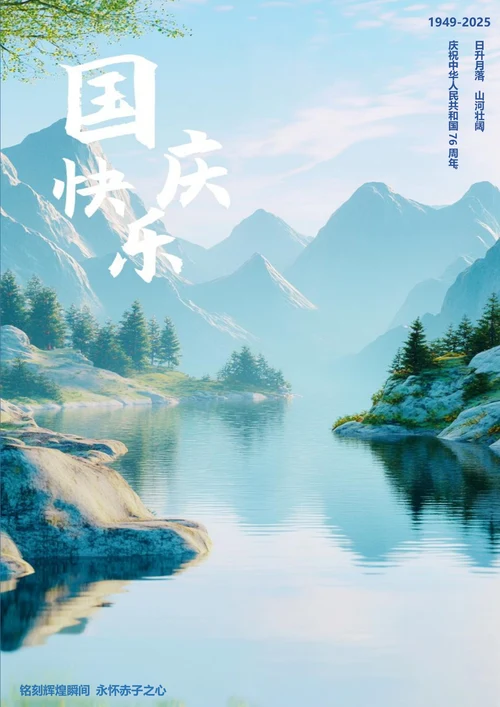 日升月落山河壮阔国庆海报