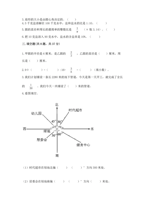 人教版六年级上册数学期末测试卷含答案【突破训练】.docx