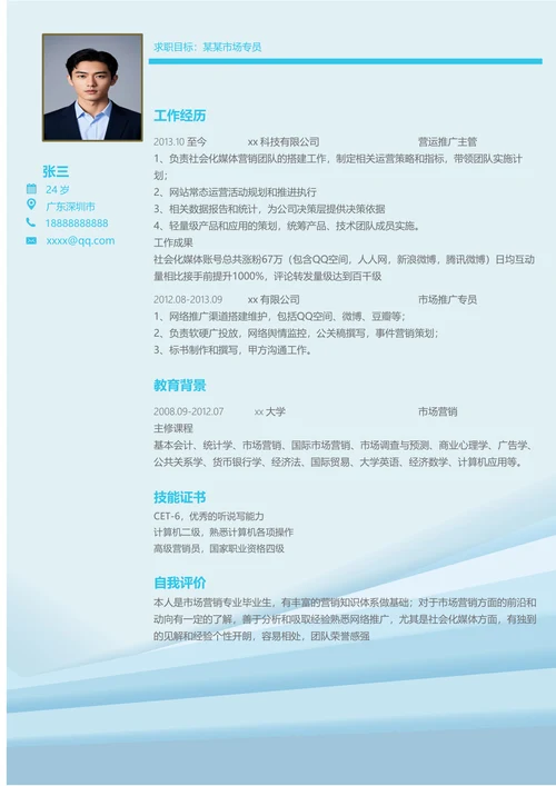 市场专员求职简历