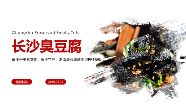 美食文化湖南特产长沙臭豆腐美食PPT模板