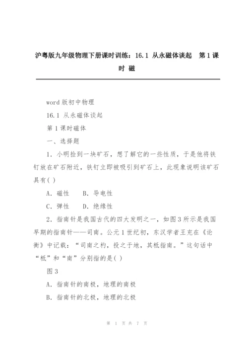 沪粤版九年级物理下册课时训练：16.1 从永磁体谈起  第1课时 磁.docx