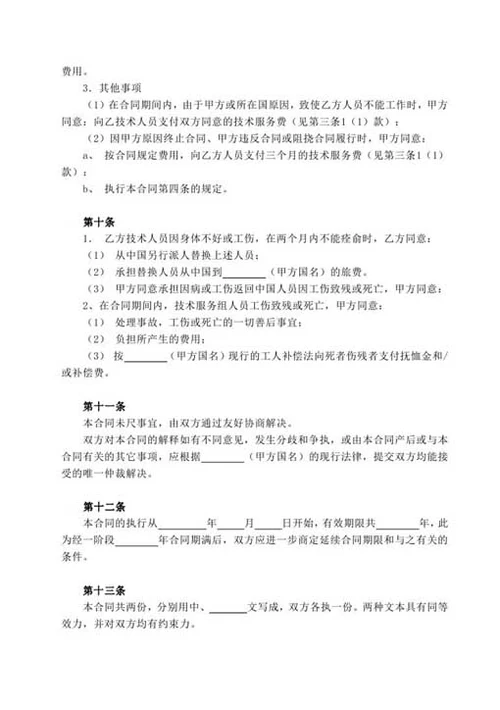 国际技术服务合同-Word合同模板