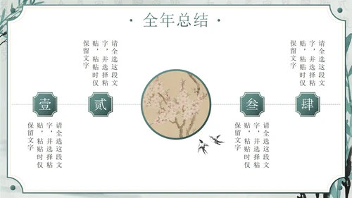 绿色清新古风年终总结PPT模板