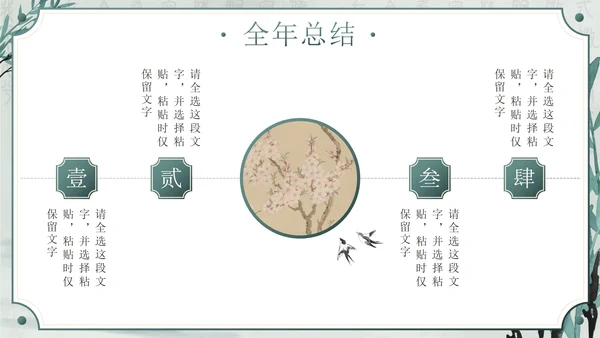 绿色清新古风年终总结PPT模板