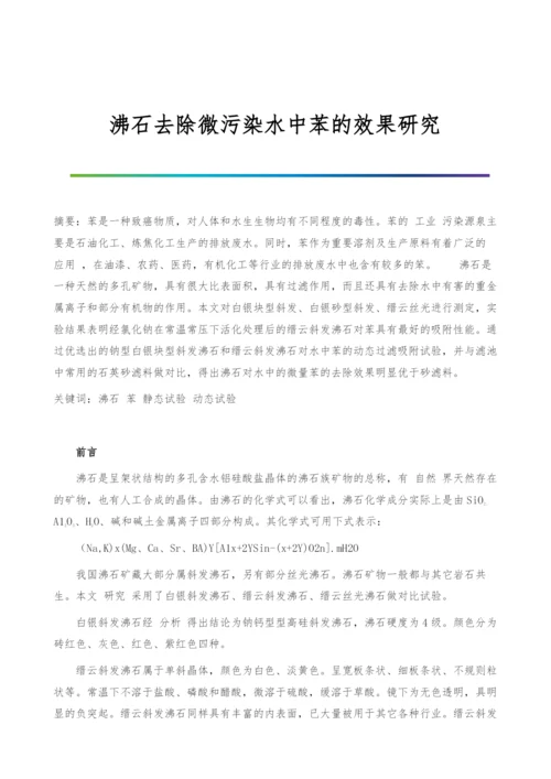 沸石去除微污染水中苯的效果研究.docx