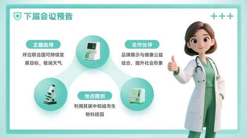 绿色3D风预防即治疗：医疗健康学术会议报告PPT模板