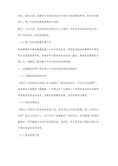 体教融合视域下青少年体育活动的实践路径研究.docx