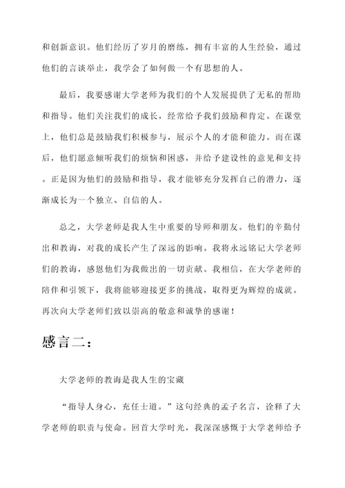 对大学老师的感言