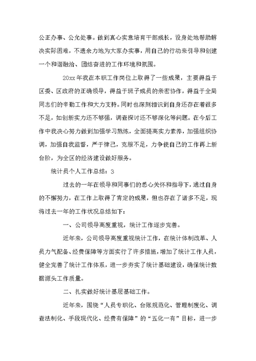 统计员个人工作总结