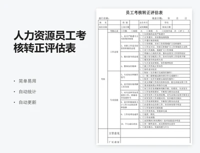 人力资源员工考核转正评估表