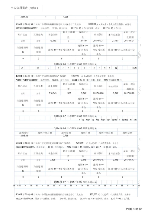 详细版征信报告模板含水印可编辑