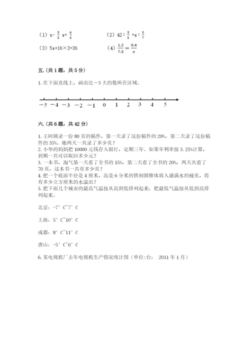 人教版数学小升初模拟试卷含完整答案【网校专用】.docx