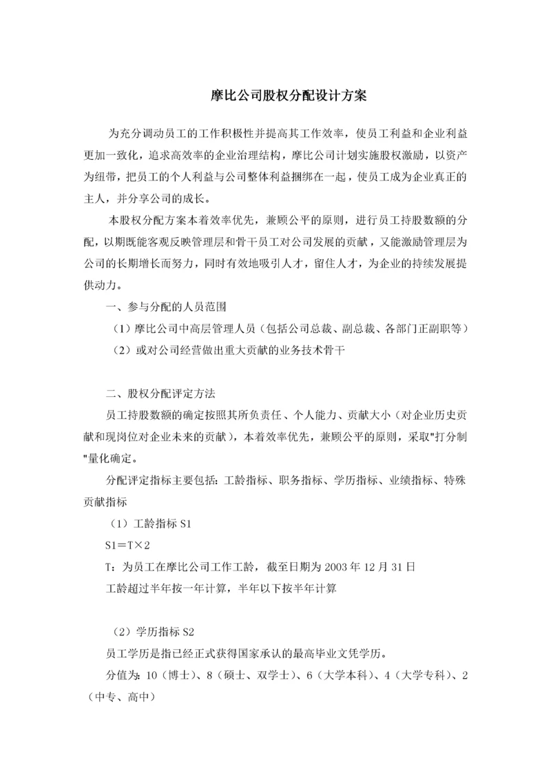 摩比公司股权分配设计方案.docx