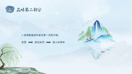 蓝色水彩水墨国风在长江源头各拉丹冬语文课堂教学课件PPT语文课件