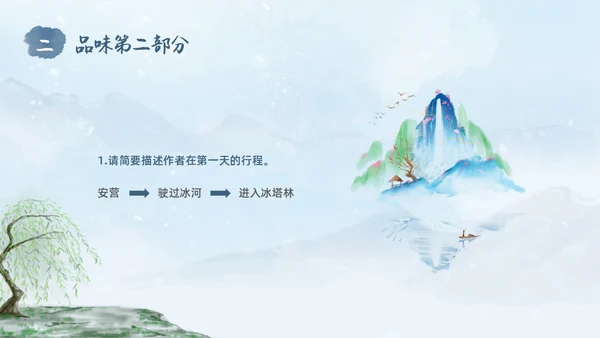 蓝色水彩水墨国风在长江源头各拉丹冬语文课堂教学课件PPT语文课件
